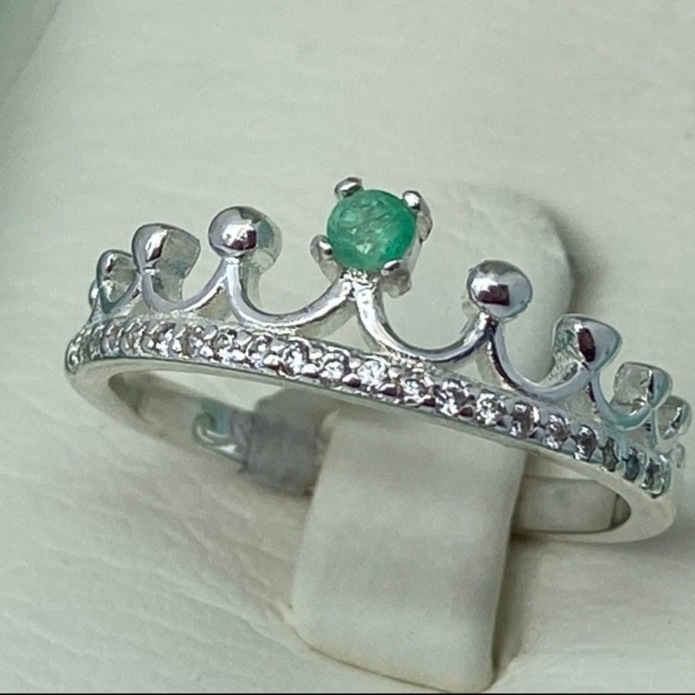 Elegant 925 Italian Silver Crown Ring with